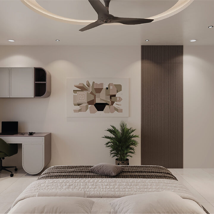 Stylish family apartment interior with modern furniture, spacious living area, and elegant lighting design.